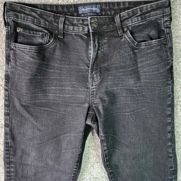 Aeropostale Jeans Mens 36x30 Black Slim Straight Faded Stretch Denim Excellent - Picture 3 of 16